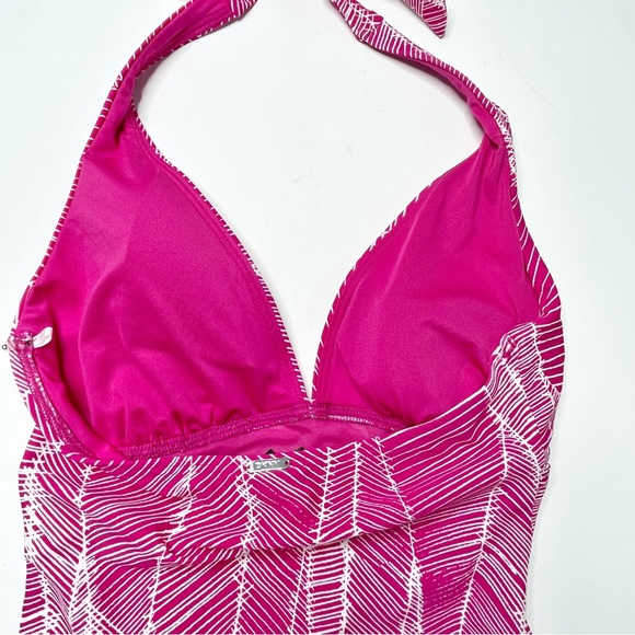 DKNY Pink High Leg V-Neck Padded One Piece Swimsuit Size 6 - Picture 3 of 5